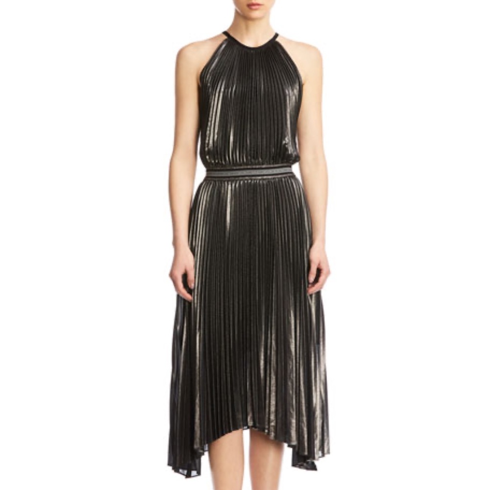 NWT Bailey 44 Madison Pleated Asymmetrical Hem Midi D